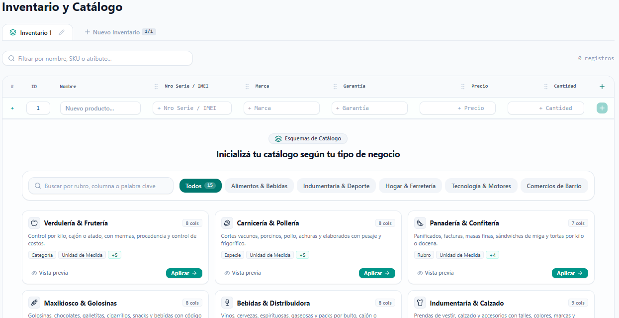 Captura del panel de gestión de inventario y stock de Stockear